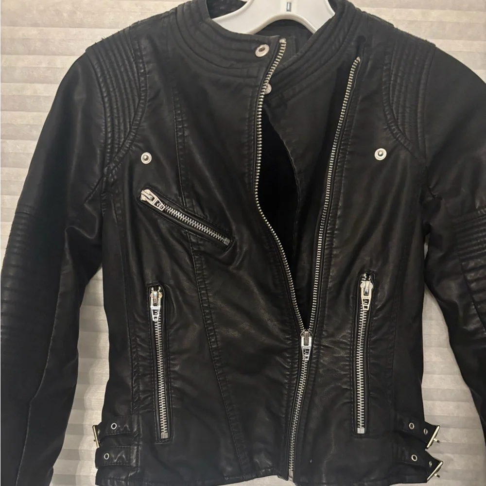 Blank NYC Black Leather girls Jacket - size medium